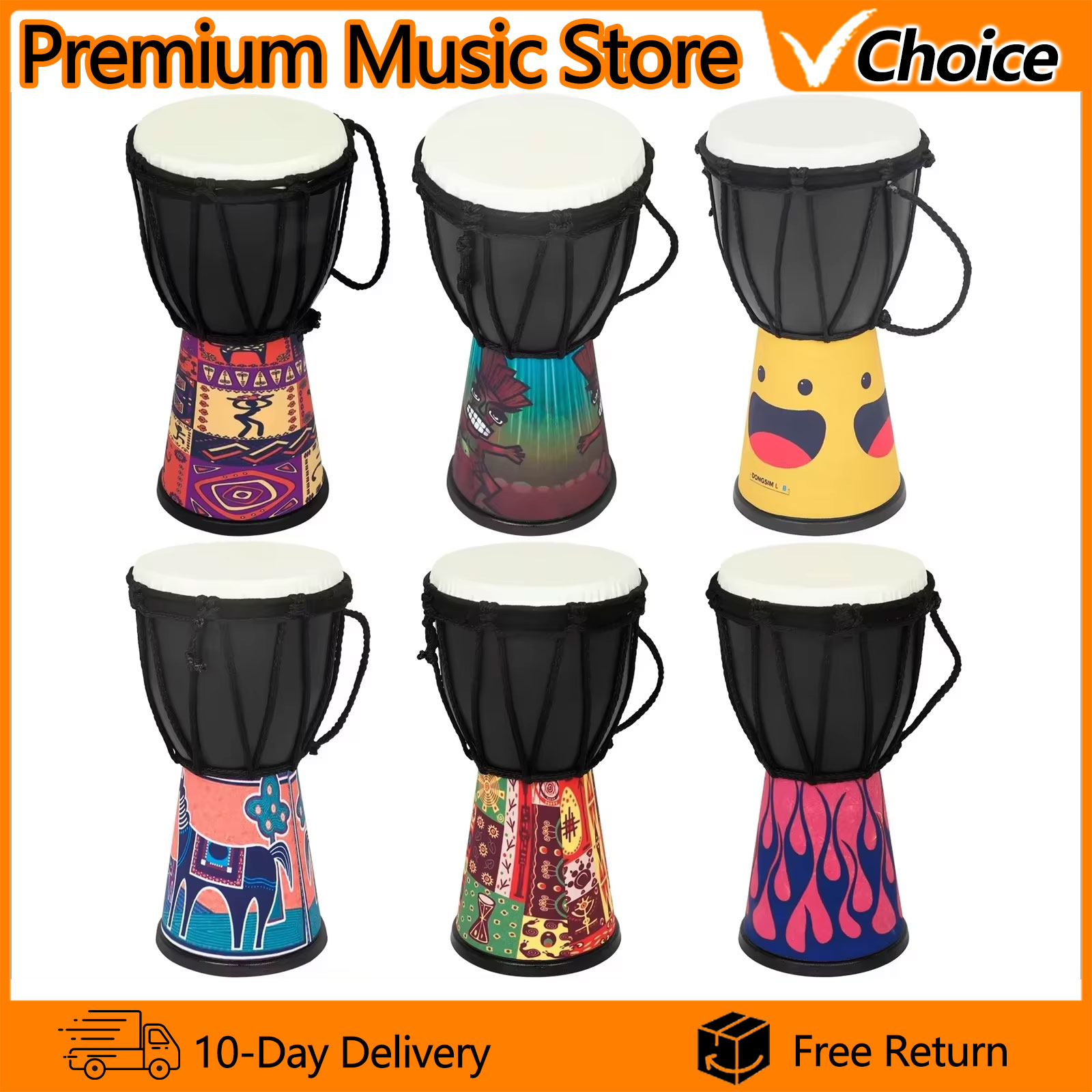 Musical Instrument Djembe - 4-Inch African Drum Handmade Traditional African