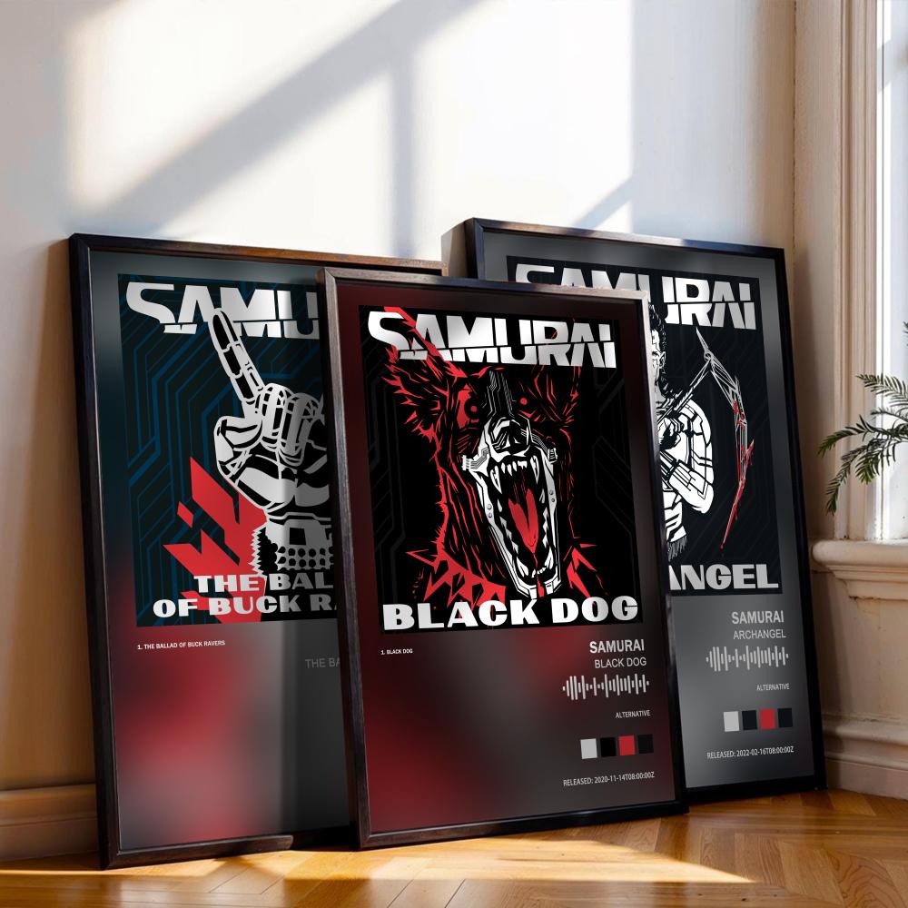 Cyberpunks Samurai Poster Musi - đánh giá và giá Musical Instrument Painting